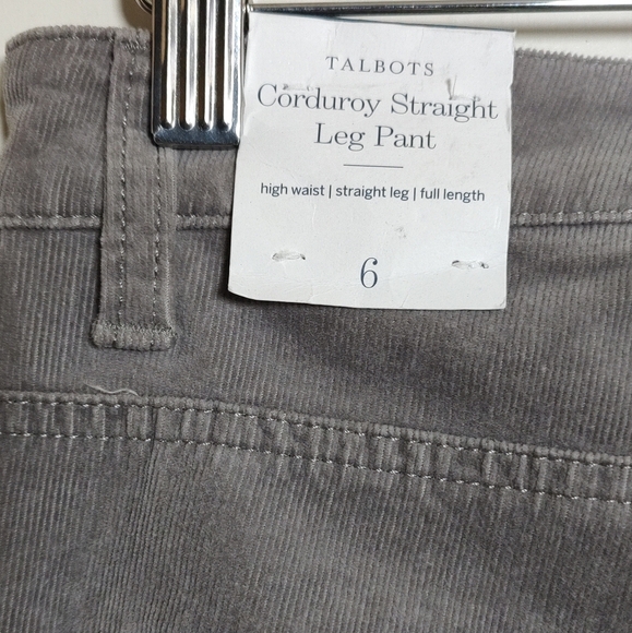 Talbots Gray Corduroy Straight Leg Slimming Pants - Picture 6 of 7